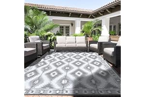 Tapis extérieur Alishomtll 120 x 180 cm, polypropylène, résistant aux intempéries, UV, réversible