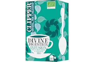 CLIPPER NATURAL, FAIR & DELICIOUS CLIPPER - Infusion Bio - Divine Digestion - Deux menthes et Fenouil - 20 Sachets d'Infusion Bio - Lot de 1