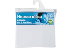 BabyCalin - Housse alèse en éponge 60x120 cm Blanc, L'emballage peut varier