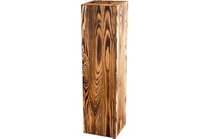 DECORATIVO Holzständer, Holzblock Massiv, Baumstamm Deko - Bodenwindlicht Säule perfekt als Innendekoration/Blumensäule Holz/Dekosäule Holz (nuss, 75x20x20)