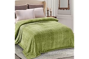 Whale Flotilla Manta para Sofá, Manta para Cama Suave, Franela Polar Cálida con Estampado de Chevron, Acogedora y Ligera para Todas Estaciones, 220 x 240 cm, Verde Oliva