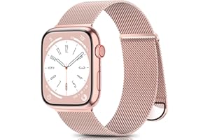 DigiHero Metal Strap Compatible with Apple Watch Strap 38mm 40mm 41mm 42mm 44mm 45mm 46mm 49mm, Stainless Steel Mesh Sturdy Closure Strap Replacement for iWatch Series 10 9 8 7 6 SE Ultra Rose Pink A