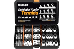 SOMELINE® Capicorda Elettrici in Rame Stagnato - Terminali Occhiello Crimpare DIN 46234 - Connettori Anello - 4 mm²-16 mm² Capicorda in Rame Stagnato ad Anello,Capicorda Elettrici Occhiello