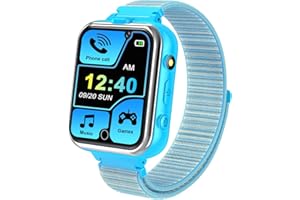 PTHTECHUS Smartwatch per Bambini - Lettore MP3 Orologio Smartwatch Bambini Phone con Gioco SOS Fotocamera Torcia Pedometro per Regalo Ragazzo Ragazza 4-12