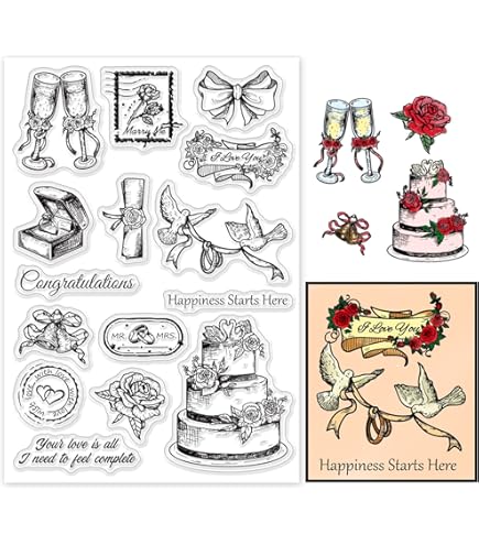 INFUNLY Lot De Tampons Transparents Et De Découpe « Happy