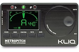 KLIQ MUSIC GEAR KLIQ MetroPitch Accordeur métronome pour tous les instruments avec modes guitare, basse, violon, ukulélé, accordage chromatique (MetroPitch, Noir)