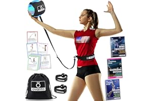OVANTO Volleyball Training Equipment Aid - Solo Volleyball Trainer Kit to Serve & Spike Like A Pro - Fits 20-46” Waists, Reinforced Cord Stretching 21 ft - Great Volleyball Gifts for Teen Girls & Boys
