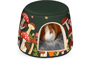 Hedgeink Maison et Lit 2-en-1 pour Cochons d’Inde, Lapins et Petits Animaux – Nid Douillet Lavable avec Coussin Amovible, Cachette Chaude et Confortable pour Hamster et Hérisson