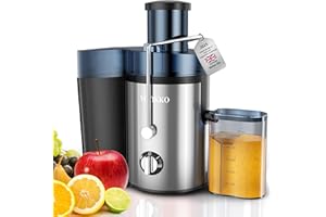 YOYIKKO Licuadoras Para Verduras y Frutas, ajuste de 3 velocidades, extractor de frutas y verduras de 800W con boca ancha de 75 mm, fácil de limpiar, acero inoxidable sin BPA (Plateado-58)