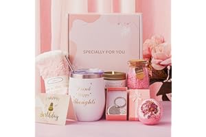 KEBESTRY Birthday Gifts for Women,Unique Happy Birthday Hampers Pamper Gift Box for Her,Self Care Package Relaxation Spa Bath Set Birthday Presents Basket for Best Friends, Mum, Sister, Auntie (Pink)