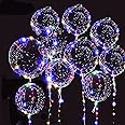 MAKINGTEC LED Light Up BoBo Balloons, Transparent Helium Glowing Balloons with LED String Lights, 20" Balloon Decorations for Party Birthday Wedding Festive (Colorful)