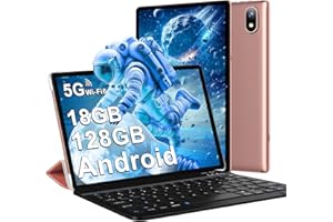 DMOAO Tablet 10 Pollici Android 14 con 18 GB RAM + 128 GB ROM(TF 1TB), FHD Tablet con 5G Wi-Fi 6, Widevine L1, Octa-Core, USB-C, BT 5.0, 6000 mAh, Tastiera + Mouse + Custodia, Oro Rosa