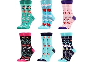 WeciBor 6 Paar Damen Bunte Lustige Socken aus Baumwolle Witzige Motiv
