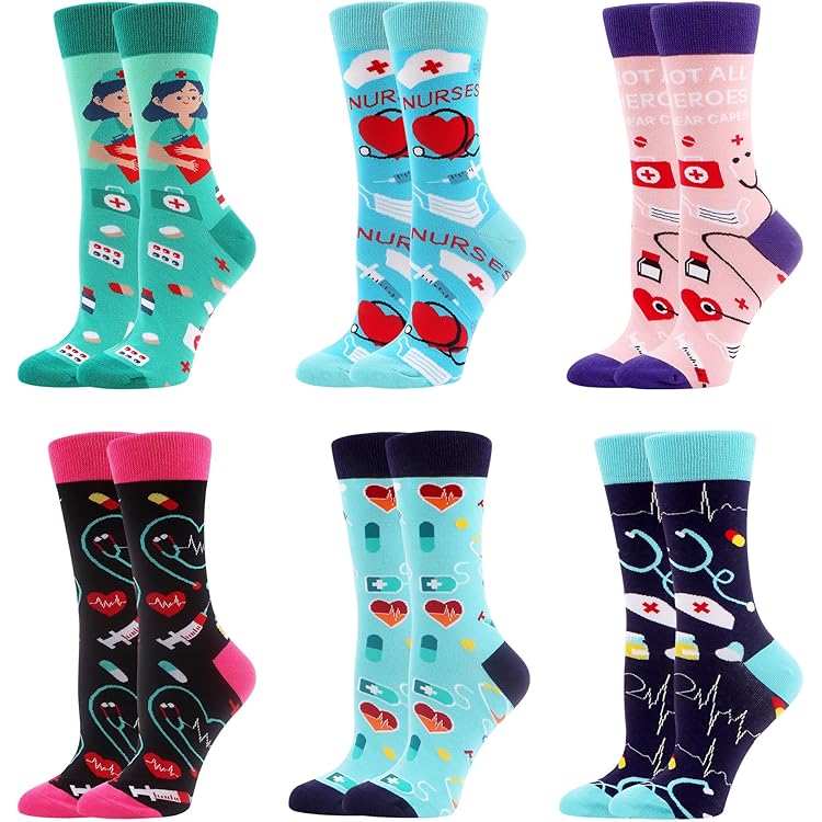 Tstars Chaussettes D'infirmière - Chaussettes Fantaisie Pour Femme - Cadeau De Remise De Diplôme Pour Infirmières, Noir/blanc, Taille Unique