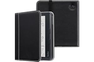 Derwere Płaszcz dla Kobo Libra 2/Kobo Libra Colour Case, dla Tolino Vision 6/Tolino Vision Color Case z paskiem na rękę, czarny