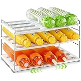Raxfekro Expandable Bottle Organizer for Refrigerator, Cupboard and Kitchen with Adjustable Compartments for Water Bottles, T