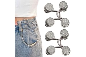 Kireida 2 pares de pantalones ajustadores de cintura, juego de extensor de hebilla de cintura, ajustable para un ajuste perfecto, no requiere costura, para cambiar la cintura, para vaqueros