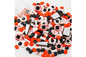 AUZLYA 100g Essbare Halloween Süßigkeits Streusel,Zuckeraugen Essbar,Zucker Augen Halloween,Grabstein Cupcake Topper,Halloween Tortenaufleger,Zuckeraugen Deko für Cookies Muffins Törtchen Cupcakes