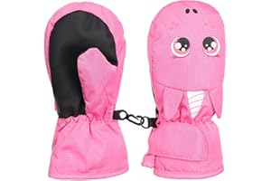 FAYHIJUN Fäustlinge Kinder Winter Handschuhe Skihandschuhe schneehandschuhe für 1-9 Jahre Mädchen Jungen Winterhandschuhe PU Palme Wasserdicht Winddichte Warm Fleece Skifahren Snowboard Reiten Laufen