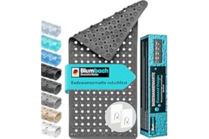‎BLUMBACH Blumbach® Badewannenmatte rutschfest 88x40cm – inkl. 2 Haken zum Trocknen | 100% BPA-frei, Sicher für Kinder & Senioren | Badematte rutschfest 200+ Saugnäpfe | Schimmelresistent, Maschinenwaschbar