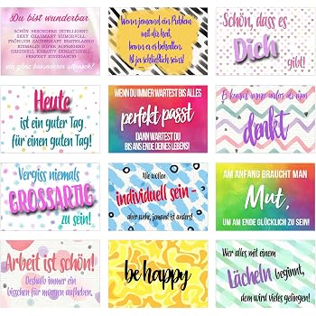 Set 12 Postkarten Mit Sprüchen Karten Mit Spruch Geschenkidee Dekoidee Liebe Freundschaft Leben Motivation Lustig Postcrossing