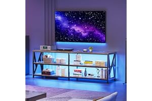 Lvifur Mobile TV con porta di ricarica USB e stazione di ricarica wireless, scheda TV con luci LED, per TV da 65 pollici e TV più piccole, 180 x 40 x 60 cm