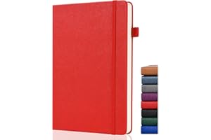 GDMLUP Dotted Journal - A5 Cuaderno Punteado - Bullet Dotted Journal, 140GSM Papel Grueso, Bolsillo Trasero, 152 Páginas, Tapa Dura, Punteado Cuaderno para Planificación, Notas, Aprender, Rojo