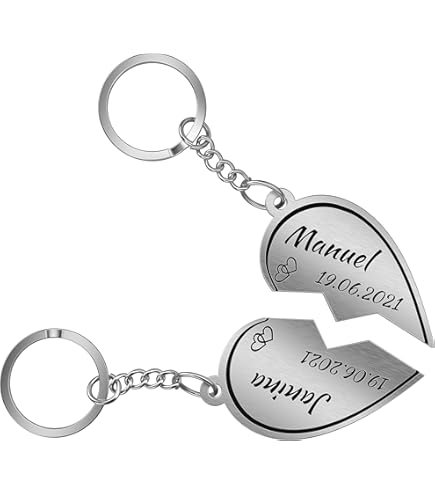 Anhaenger Box Partner Schlüsselanhänger 'Geteiltes Herz' – Rot, Mit Gravur, Aus Edelstahl, In HerzBox Schlüsselanhänger Herz Mit Gravur - Foto 12