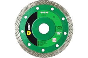 GRAFF Diamentowa tarcza do cięcia 125mm - tarcza tnąca do cięcia twardych płytek, ceramika, gresu granitu, marmuru,kamienia naturalnego -1,2mm tarcza diamentowa bardzo cienka do szlifierek kątowych