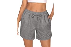 Demegimi Pantalon Corto Mujer,Pantalon Deporte Corto Mujer con 2 Bolsillos Laterales Verano Shorts Deportivos Mujer Pantalones Chandal Mujer Yoga Fitness