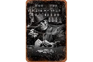 TARIKA Plaque décorative en étain avec squelettes Jouant au Poker - Style rétro - 20 x 30 cm - pour Maison, Cuisine, Salle de Bain, Ferme, Jardin, Garage - Citations inspirantes - Décoration Murale