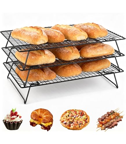 Griglia di Raffreddamento a 3 Livelli Per Biscotti, Griglia di Raffreddamento Pieghevole a 3 Strati, Strumenti da Forno Supporto Per Torte BBQ Grill Forniture Per La Casa Griglie di Raffreddamento in