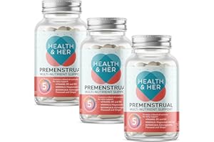 HEALTH AND HER Health & Her Premenstrual Supplements for Women - with Ashwagandha, Flaxseed and Ginger Root - 3 Month Supply, 180 Capsules - Vegan & Gluten Free