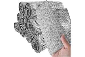 MANFÂ 10 Pièces Chiffon à Vaisselle en Fil de Fer, Torchon Cuisine Lingettes Nettoyantes, Eponge Vaisselle Double en Fils Métallique et Fibre Végétale 30x30cm