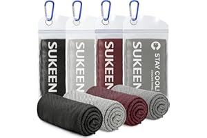 SUKEEN Confezione da 4 asciugamani rinfrescanti (101.6x30.5 cm), asciugamano per ghiaccio, morbido e traspirante, in microfibra, per yoga, sport, corsa, palestra, fitness, allenamento e altre attività.