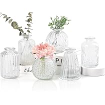 ComSaf Set Di 6 Vasi In Vetro A Forma Di Diamante - 13x5 Cm, Mini Boccioli Per Fiori, Centrotavola Matrimonio