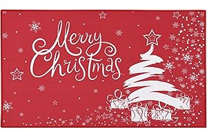 CAROMIO Weihnachts Fußmatte, Weihnachtsbaum und Schneeflocke Willkommensmatte für Heimdekoration rutschfeste Unterseite Fußmatte für den Innenbereich Eingangsbereich Bodenmatte, 40 x 60 cm