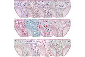 Anntry Bambine 12 Pezzi Slip Morbidi Bambini Confortevoli Biancheria Intima di Cotone Mutandine Assortiti 2-12 Anni