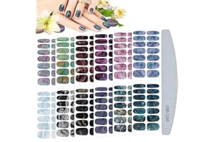 Kalolary Smalto Adesivo per Unghie, 12 Fogli Marmo Copertura Completa Unghie Adesivi Decalcomanie e 1 Pezzo di Lima per Unghie per Unghie Manicure le Punte Decorazioni