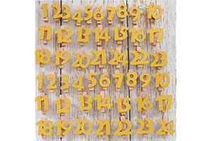 DAHI 2 sets Adventskalender Zahlen holz Holzklammern zum Adventskalender Zahlen Nummer 1-24 zum Weihnachtskalender selber basteln für Jutesäckchen, Anstecker Nadeln (wooden)