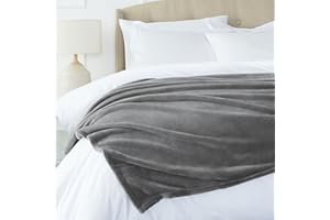 Amazon Basics Manta arrullo no calefactable, Hecha de Felpa de Terciopelo Suave, 229 x 274 cm, Color Gris