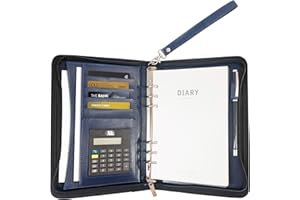 ‎GRADUATIONMALL GraduationMall A5 Schreibmappe mit Ringbuch Reißverschluss Portfolio Klemmbrett Business Mappe Dokumentenmappe Organizer Blau