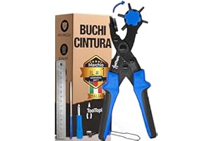 TOOLTOPIA Pinza fustellatrice per cinturini orologi [SET COMPLETO] | Macchina per buchi cintura in pelle, carta, stoffa, Biothane e altro. Macchinetta buca cinture, perforatore con leva di comfort