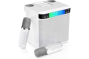 EASJOY Karaoke professionale completo con 2 microfoni bluetooth wireless per adulti Karaoke canta tu 2023 PA System per Matrimoni, Picnic, Feste in casa e all'aperto, Luci LED, Compatibile con USB/TF/AUX