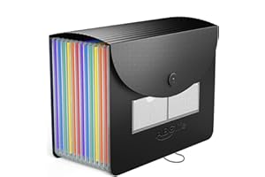 ABC life Expanding File Folder, 12 Pockets A4 Accordion File Organiser, Portable Rainbow Document Filing Box, Accordian Monthly Bill Receipt Paperwork Organiser Storage for Home & Office & School