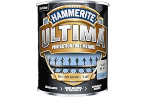 Hammerite Ultima - Peinture Acrylique Tous Métaux - 3 en 1 : Antirouille, Direct sur Rouille et Sans Sous-couche - Brillant Blanc 0,75 L