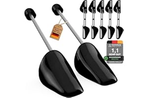 Incutex 5 pairs of shoe trees plastic, shoe stratcher, shoe shaper, variable up to size 44, black