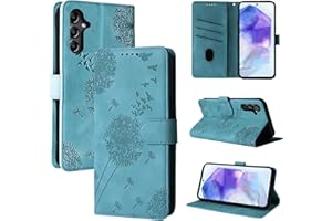 Rostsant Handyhülle für Samsung Galaxy A55 - Löwenzahn PU Leder Flip Case Brieftasche Tasche Hülle Magnetisch - Blau
