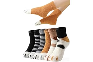 MOCOCITO Calze Donna in Cotone 6 Paia con Gatti e Zampette,Calzini Invernali Morbidi e Caldi Taglia 35-42,Divertenti e Colorati,Cat Socks Stile Cartoon Animale Gatto,Idea Regalo per Natale,Compleanni