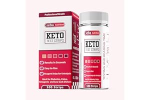 SEBA Nutrition - Keto Urine Test Strips - Urinalysis Test Sticks - Design for Ketogenic and Low Carb Diets - Best for Accurate Meter Measurement of Ketones - New Improved Formula (100 Strips)